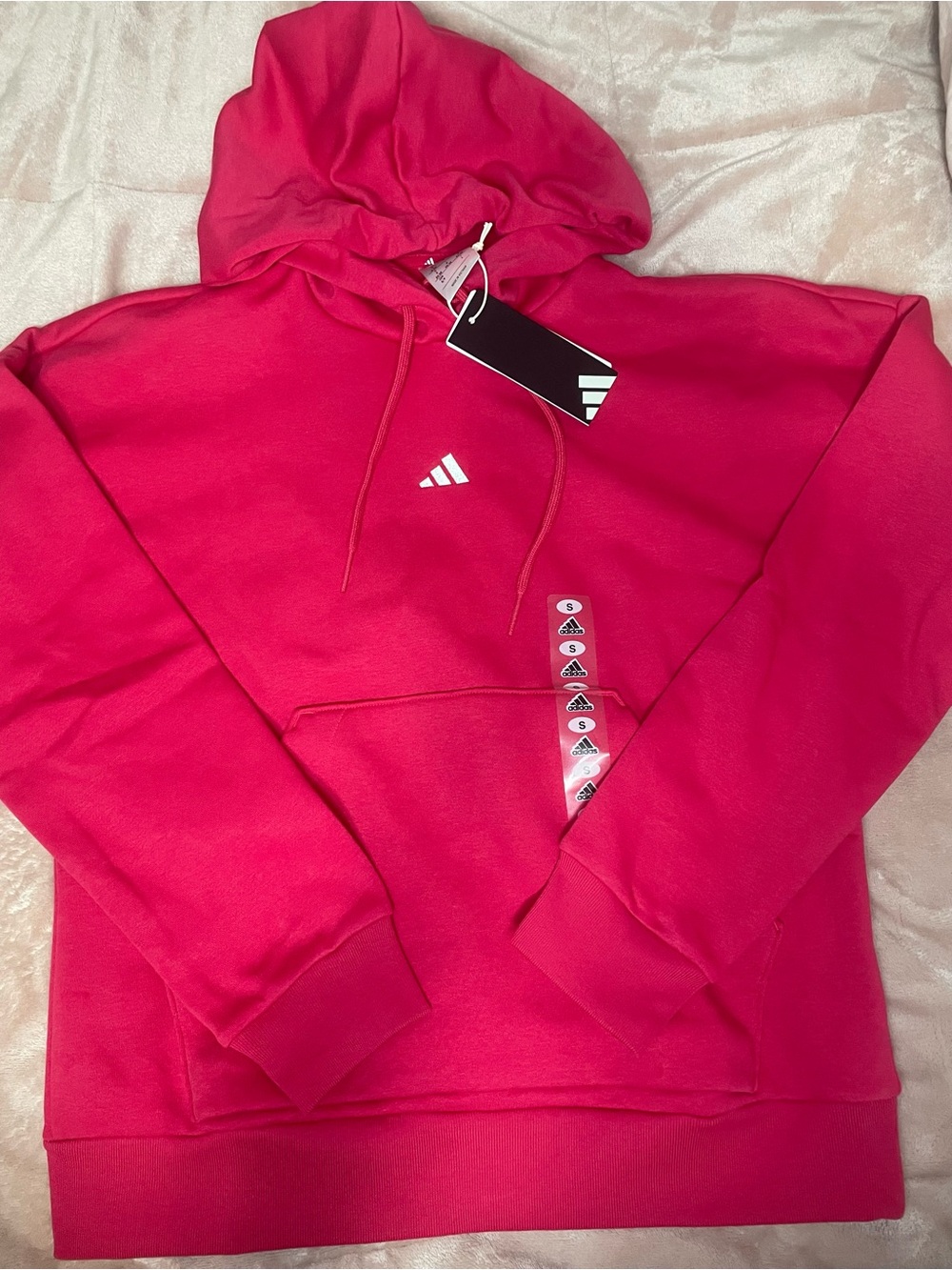 adidas Hot Pink Hoodie with White Logo